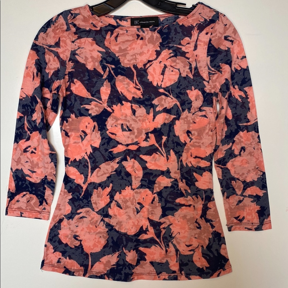 INC International Concepts Blouse with Rose Print